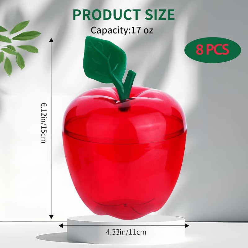 TABGACH Large Red Apple Container Jar,Apple Shaped Candy Jar Back To School Teacher Appreciation Gift Christmas Gifts,Plastic Apple Decor Classroom Wedding Valentine Party Christmas Decorations (8 Pack) - Image 2